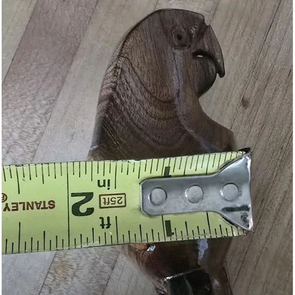 Hand‎ Carved Wooden Brown Parrot Figurine 7